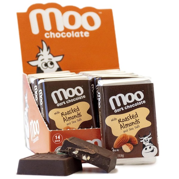 Moo Chocolates All Natural Dark Chocolate Mini Bars with Roasted