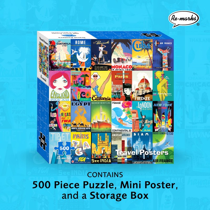 Re-marks Travel Posters, Poster Puzzle, 500-Piece Jigsaw Puzzle for All