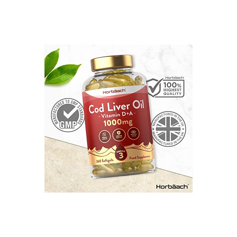 Cod Liver Oil Supplement 1000mg | 360 Softgels | with