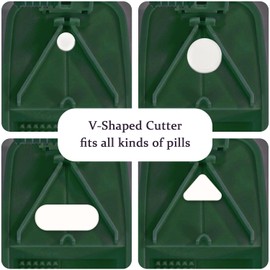 ColeMela Pill Cutter Splitter for Small and Tiny Pills, or Large Pills. V-Shaped Design for Multiple Sizes. Safety Blade Guard. Loss-Proof Built-in Small Brush & Sliding Door Pill Storage (Green)