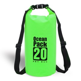 Eayson Heavy Duty Waterproof Dry Bag - Outdoor Wet Storage Backpack, Ultimate Camping Gear for Kayaking, Rafting, Boating, Hiking, Fishing, and Beach Bag (Green) (20 Liter)