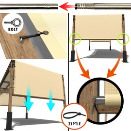 Amgo 12' W x 12' L Blue Waterproof Pergola UPF50 Sun Shade Canopy Replacement Cover, 220 GSM Cloth for Outdoor Patio, 95% UV Blockage, Includes Stainless Steel Weighted Rods (We Customize)
