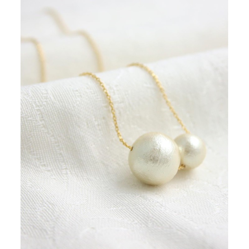 VingTAINE C3130 Double Cotton Pearl Necklace, M, Simple, Cotton