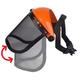 Extolern Safety Mask with Mesh Visor for Chainsaw Trimmer Pole Pruners, Protective Mask and Mesh Mask for Face Protection （Orang）