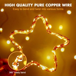 Edew Fairy Lights Plug in, 33ft 100 LED Fairy Lights Warm White Copper Wire Waterproof Starry String Lights for Indoor Outdoor Patio Garden Bedroom Wedding Festival Decoration