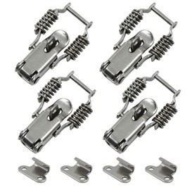 Pack of 4 Stainless Steel Lever Lock Cap Lock Box Lock with Locking Hole, Heavy Duty Hand Tool Quick Release Metal Holding Capacity Door Latch for Box, Drawer