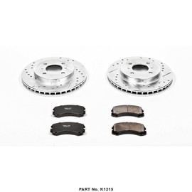 Power Stop K1215 Front Z23 Carbon Fiber Brake Pads with Drilled & Slotted Brake Rotors Kit