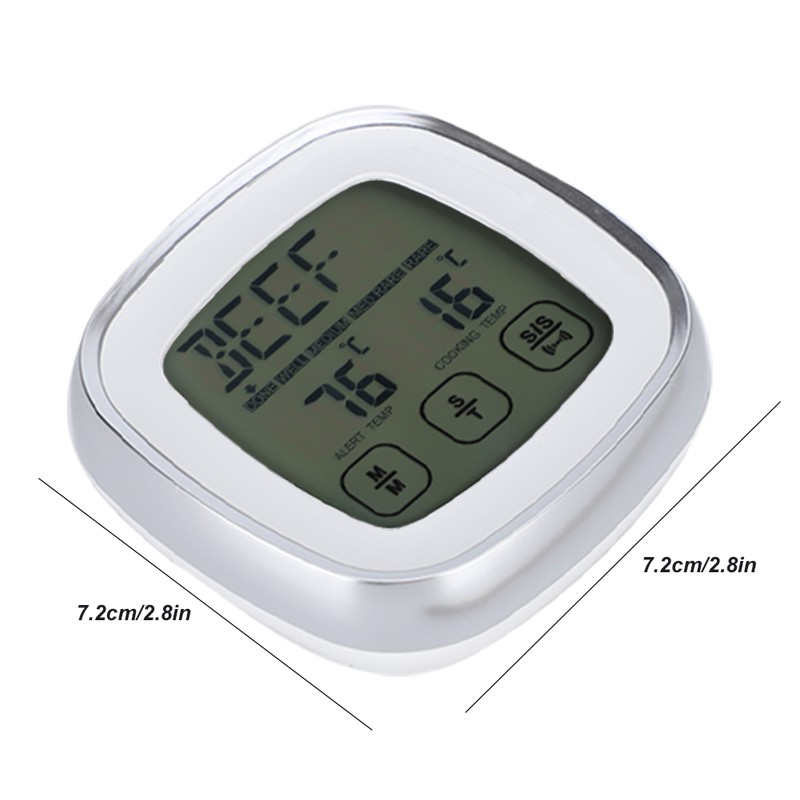 Wireless Food Thermometer Electronic Digital Touch Screen W/Timer Alarm for