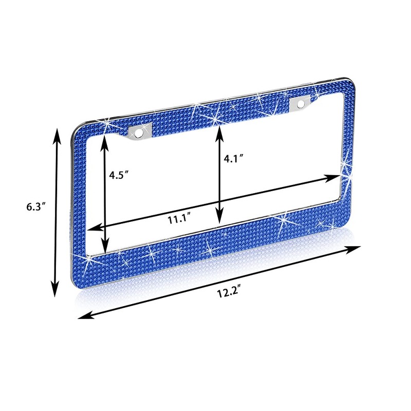 2 Pack Bling License Plate Frame，Handcrafted Bling Rhinestone Premium Stainless