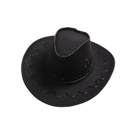 Whcctl Western Cowboy Hat, Cowboy Hat with Wide Brim, Texas Cowboy Hat, Cowgirl Fedora, Suede Cowboy Hat for Adults, Perfect for Carnival (Polyester, Black)