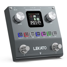 LEKATO Multi Effects Guitar Pedal, Electric Guitar Effects Pedal, Pocket Rechargeable Effects Processor with 6 Effects Modules, 80 Presets, 20 IRs, BT Audio, Headphone Output