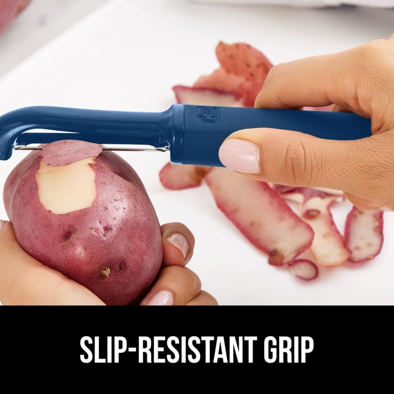 Gorilla Grip Swivel Vegetable Peeler, Sharp Stainless Steel Blades, Soft