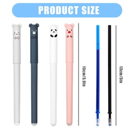 FKWKUW Pack of 8 Erasable Ballpoint Pens Rollerball Pen Erasable Gel Pen for Erasing Erasable Pen Cartoon Erasable Pen with 8 Blue Replacement Refill 0.35 mm Pens Animals