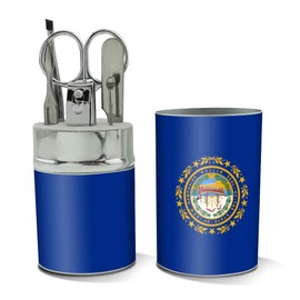 New Hampshire State Flag Stainless Steel Manicure Pedicure Grooming Beauty Care Travel Kit