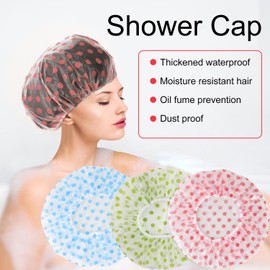 YPYMOD Shower Cap, Pack of 6 Waterproof Shower Caps, Women, Large Elastic Shower Cap, Reusable Shower Cap for Girls, Women, Cosmetics, Home, Hotel, Travel (Blue, Red, Green)