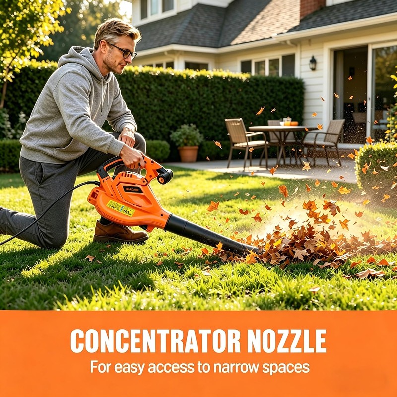 GARCARE 3-in-1 Electric Leaf Blower Leaf Vacuum and Mulcher 500