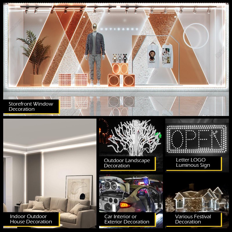 Dyna-Living 100FT White LED Storefront Lights APP Bluetooth & IR