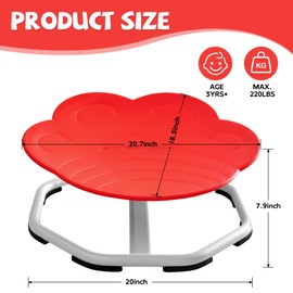 JooKiddie Spinning Chair for Autistic Kids, Cat Paw Shape Sensory Swivel Chair, Durable & Non-Slip Design, Body Coordination Training (Red)