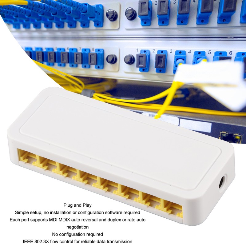8 Port Ethernet Switch Professional Silent Operation Plug and Play