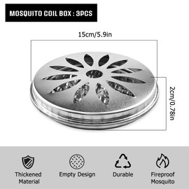 Pack of 3 Stainless Steel Mosquito Spiral Containers, Incense Spirals Against Mosquitoes, Sandalwood Incense Sticks, Gel Spiral, for Home, Bedroom, Living Room, Garden, Camping