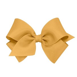 Wee Ones Girls' Plain Wrap Classic Grosgrain Hair Bows on a WeeStay No-Slip Hair Clip, Handmade, Small, Old Gold