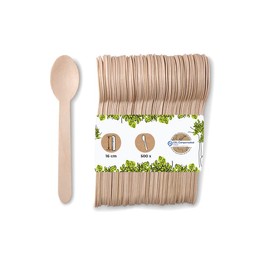 BIOZOYG Environmentally Friendly Disposable Wooden Spoons I Wooden Cutlery Soup Spoon Wooden Spoon Disposable Cutlery I Biodegradable and Compostable Cutlery I 500 x Disposable Spoons 16.5 cm
