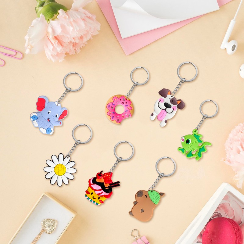 Xandova 46 Pcs Cute Keychains for Kids, Random Different Cartoon