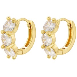 Evabelle Gold Hoop Earrings for Women 14K Real Gold Plated Huggie Hoop Earring Diamond Cut 5A Cubic Zirconia Cuff Earrings Cartilage Hoop Earring Huggie Stud for Men Teen 925 Sterling Silver Post Hypoallergenic (Hoops 12-14K Gold Plated)