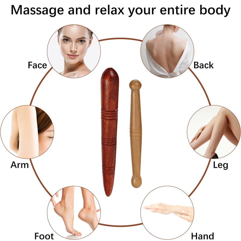 Cisixin Pack of 2 Wooden Massage Sticks, Trigger Point Massager