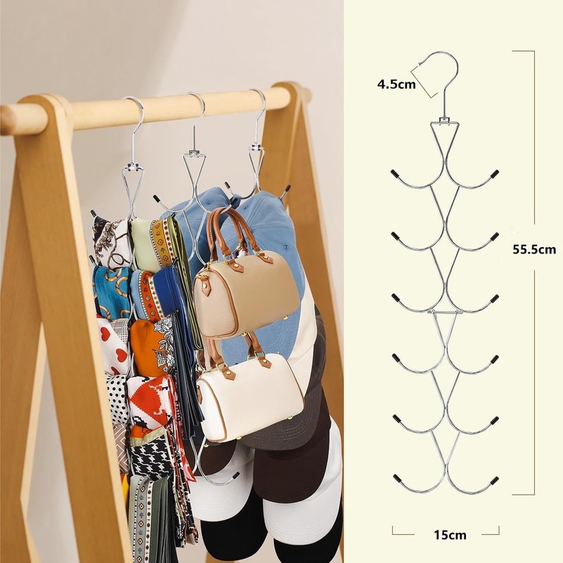 Lakymisy 12 Hanging Scarf Hanger, Multi Hanger, 360 Degree Rotation,
