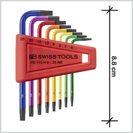 PB Swiss Tools Torx Allen Wrench Set PB 410 | 100% Swiss Made | 8-Piece Colourful Allen Key Set T6/T7/T8/T9/T10/T15/T20/T25
