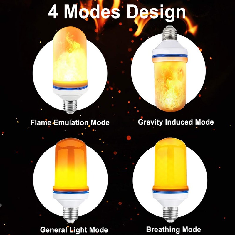 6W E26 LED Flame Effect Light Bulb - 4 Modes