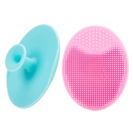 2 Pack Face Scrubber,JEXCULL Soft Silicone Facial Cleansing Brush Face Exfoliator Blackhead Acne Pore Pad Cradle Cap Face Wash Brush for Deep Cleaning Skin Care,Blue and Pink