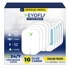 VEYOFLY Fly Trap Indoor Refill, Fruit Fly Traps for Indoors, Gnat Traps for House, Fly Catcher, Fly Trap, Plug in Catch for Fruit Flies, Moths, Gnats, Mosquito Trap (Pack of 10 Refills)
