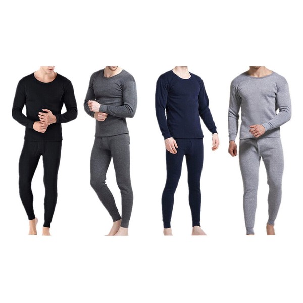 Goyoma Men Winter Fleece Lined 100% Cotton Thermal Long Johns