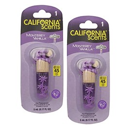California Scents Air Fresheners Hanging Vial Necklace, Hanging Car Air Freshener & Odor Eliminator for Strong Odor (2 Packs, Monterey Vanilla)