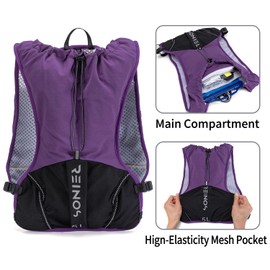 Running Vest for Women and Men Lightweight Hydration Backpack Pack with 1.5L Water Bladder Bag Running Gear Accessories for Hiking Trail Cycling Marathon (Purple)