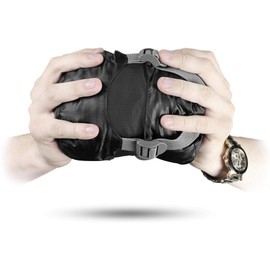 normani Ultralight Runty Sleeping Bag Compact Size 3D Microfibre Microtech Filling Waterproof Summer Sleeping Bag Dark Black Size 210 cm x 75 cm x 60 cm (Left)