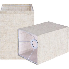 GOSO Beige Oatmeal Square Lamp Shade Set of 2 Small,UNO Fitter Type,L6.3"x W6.3"x H9.84" Modern Fabric Replacement Lampshades for Wall Lamp & Table Lamps Pendant Lamp,Easy-Installation