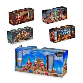 Gertex Holiday DIY Build Your Own 12-Pack Tall Can Beverage Box Advent Calendar | 5, 12-Pack Boxes with 5 Different Holiday Designs