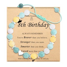 OAVOOK 8th Birthday Gifts for girls 8 Year Old Beaded Bracelet Sweet Heart gifts for Daughter/Granddaughter/Niece/Friends