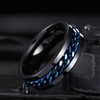 King Will Intertwine 8mm Spinner Ring Blue & Black Edge