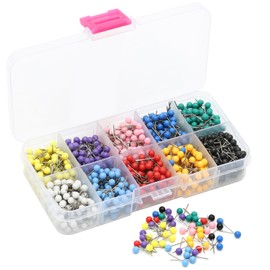1000 Pcs Push Pins Map Tacks, Map Pins with Coloured Heads Drawing Pins for World Map, Cork Board, Fabric Marking, DIY