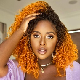 Toyotress Yanky Twist Crochet Hair - 12 Inch 8 Packs (30 Strands/Pcs) Fluffy Spring Mini Twist Passion Twist, Ombre Ginger Orange Pre-Looped Crochet Braids Braiding Hair (12 Inch, OT2/Ginger-8P)