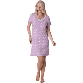 Camille Womens Smooth Soft Cotton Summer Nightshirts 10-12 Lilac Floral