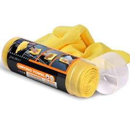 Premium Shammy Towel for Car, Super Absorbent 26"x17" Large Car Drying Towel, Reusable Soft Car Wash Cloth, Chamois Cloth for Car, Dust Remove, No Scratch/Spot/Streak, Yellow