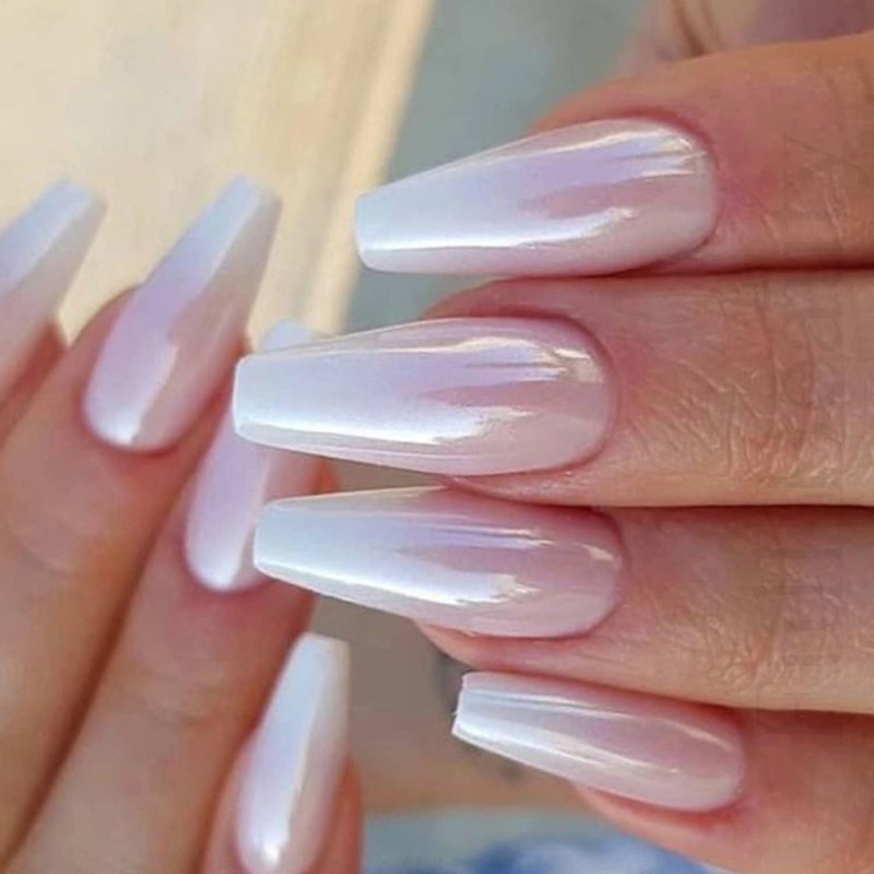 Magic White Pearl Chrome Nail Powder Solid Shell Fairy Glitter