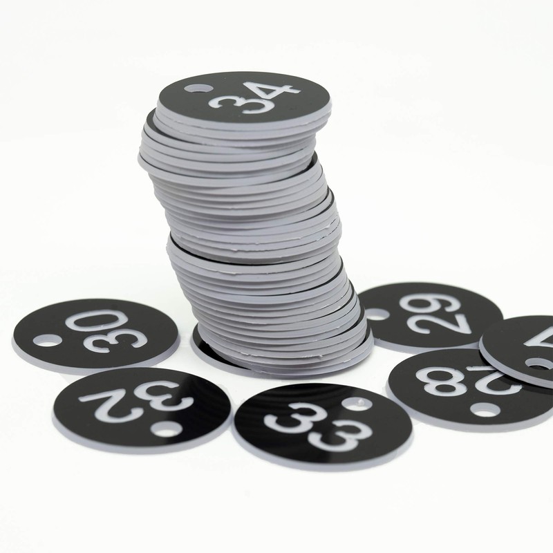 Black Plastic Engraved Number Plates without Key Rings 1-100
