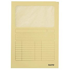 Esselte Leitz 3950-00-15 Display Folder, DIN A4, Cardboard, with Viewing Window, Yellow 160 gqm, Top Part with Writeable Print Grid, Pack of 100