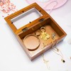 HaoGludi Wood Storage Box with Window, Rustic Style Square Pine